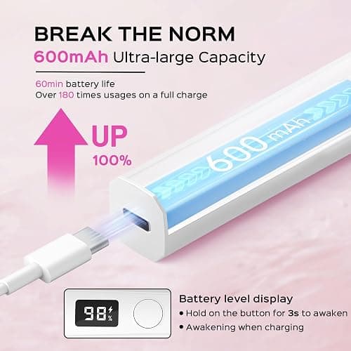 Hoonyn Handheld UV Light for Gel Nails, 5W LED Nail Lamp, Portable Mini Nail Dryer with Stand & LCD Screen, Nail Lamp for Fast Curing (White) thumbnail 3