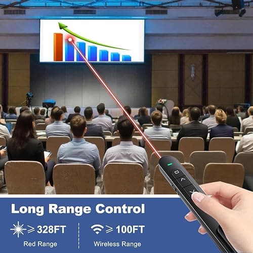 QUI Presentation Clicker for PowerPoint, RF 2.4GHz USB Wireless Presenter Remote with Volume Control, PowerPoint Clicker Slide Advancer for Mac, Windows, Laptop, Keynote thumbnail 5