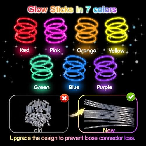 JICUICUI Glow Sticks Bulk Party Pack- Ultra Bright 800pk Glow in the Dark Party Favors, Easter Basket Stuffers Glow Sticks Party Supplies Glow Necklaces and Glow Bracelets with Connectors thumbnail 6