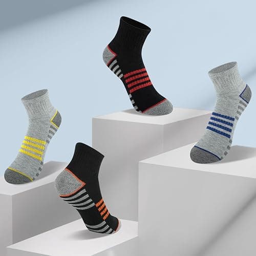 Comfoex Boys Athletic Quarter Socks - Ankle Sports Socks With Cushioned Sole - 6 Pairs, Sizes 4-6, 6-8, 8-10 Years Old thumbnail 6