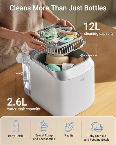 Bear Bottle Washer Pro, Baby Bottle Washer and Sterilizer and Dryer - All in One Machine for Bottles, Pump Parts & Baby Essentials with 90 Detergent Tablets - Effortless, Time-Saving thumbnail 5