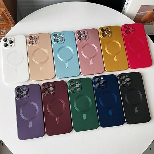 ankofave Magnetic for iPhone 15 Pro Phone Case for Women, Matte Luxury Soft Metallic Luster Design with Camera Lens Protector, Compatible with Magsafe Case for iPhone 15 Pro 6.1"-Blue thumbnail 5