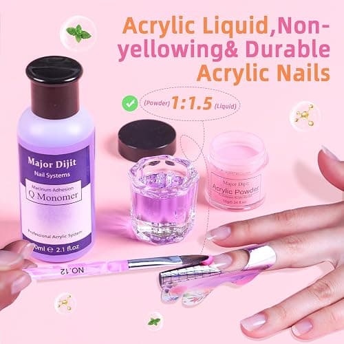 Acrylic Nail Kit with Drill Set for Beginners with Everything 12 Color Acrylic Powder Nail Decoration Tools Home Salon thumbnail 3