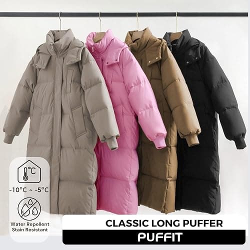PUFFIT Long Puffer Jacket for Women,2025 Thickened Winter Coat Hooded with Deep Pockets, Ladies Warm Winter Jacket thumbnail 6