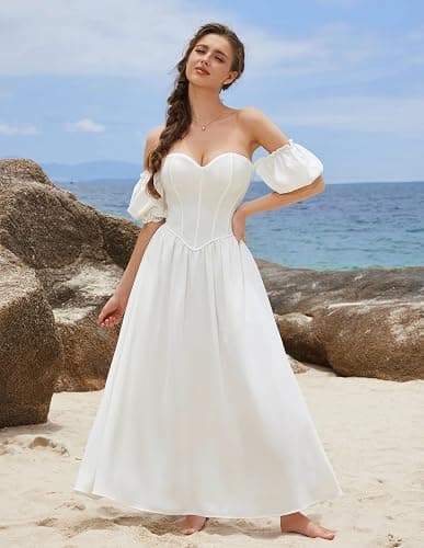 Scarlet Darkness Women Off Shoulder Corset Dress Sweetheart Fishboned Puff Sleeve Renaissance Dress thumbnail 8