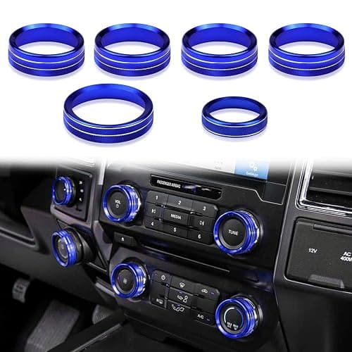 Kujunpao Air Conditioner Switch Trim Cover Aluminum Center Console Knob Compatible for Ford F150 XLT Accessories 2015-2019 6PCS(Blue) thumbnail 7