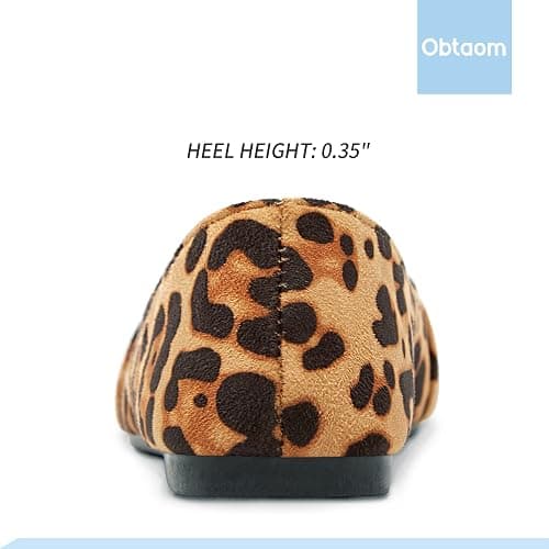 Obtaom Women's Pointy Toe Loafer Flat Comfortable Faux Suede Work Shoes,Cute Penny Loafer Slip On Ballet Flat - 7 - Leopard Print thumbnail 4