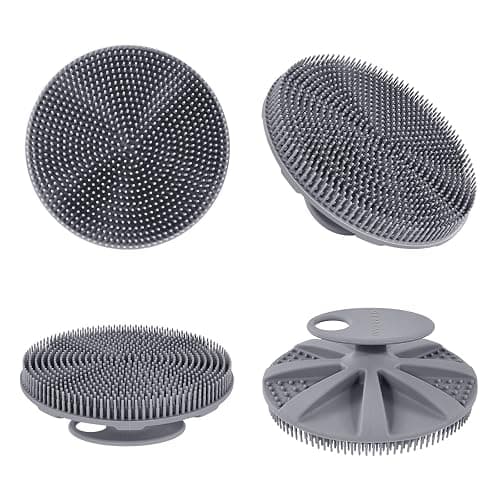 INNERNEED Food-Grade Soft Silicone Body Scrubber Shower Brush Handheld Cleansing Skin Brush, Gentle Exfoliating and Lather Well (Gray) thumbnail 7
