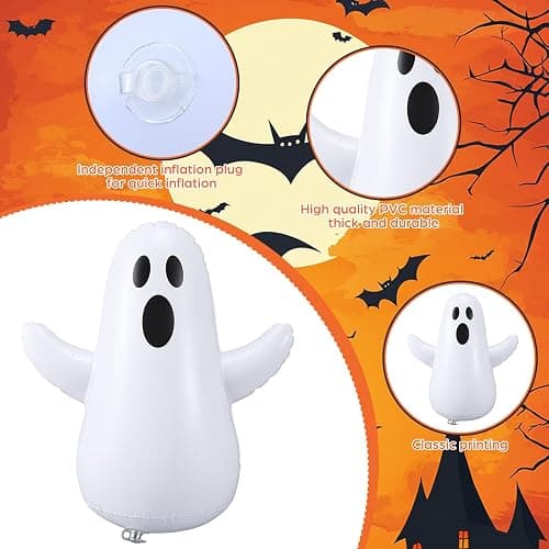 Vertintong 6 Pcs Summer Halloween Inflatable Beach Balls 14 Inch Halloween Pumpkin Ghost Pool Floats Plastic Jack O Lantern Party Decoration for Summer Yard, Garden, and Lawn Decorations thumbnail 3