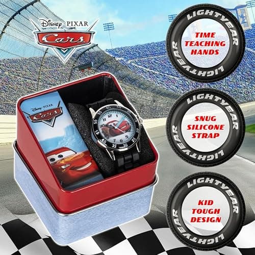 Accutime Disney Pixar Cars Lightning McQueen Time-Teaching Watch for Kids with Interactive Racing Dial thumbnail 2