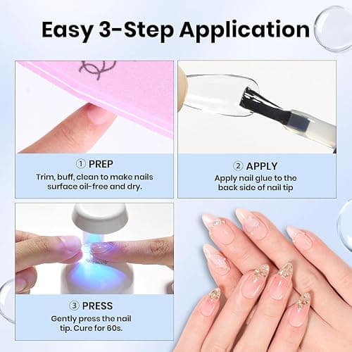 beetles Gel Polish 9 in 1 Nail Glue with New Formula, 0.5 Fl Oz Super Strong Brush in Nail Gel Glue for False Nails Tips, Rhinestone, Base Gel, Blooming Nail Gel, U V Light Required thumbnail 4