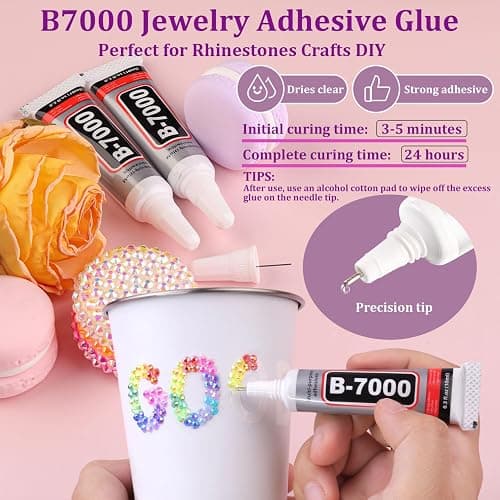 34000Pcs Resin Rhinestones with Tweezers for Bedazzling, Multicolor 3mm Crystal with 3Pcs 10ml B7000 Jewelry Glue for Bedazzled Nail Art Crafting Makeup thumbnail 3