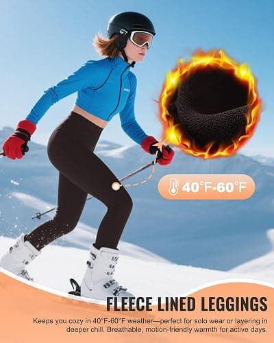 QGGQDD Fleece Lined Leggings Women - Soft Tummy Control High Waisted Winter Thermal Warm Yoga Pants for Workout Hiking thumbnail 2