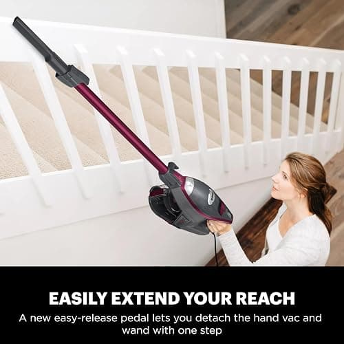 Shark HV371 Rocket Pro DLX Corded Stick, Removable Hand Vacuum, Advanced Swivel Steering, XL Cup, Crevice Tool, Upholstery Tool & Anti-Allergen Dust Brush, Fuchsia, Capacity thumbnail 9