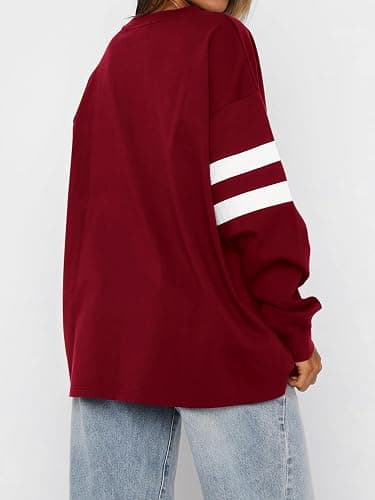 MASCOMODA Women's 2026 Striped Oversized Sweatshirt Spring Crewneck Long Sleeve Shirts Casual Color Block Pullover Tops thumbnail 5