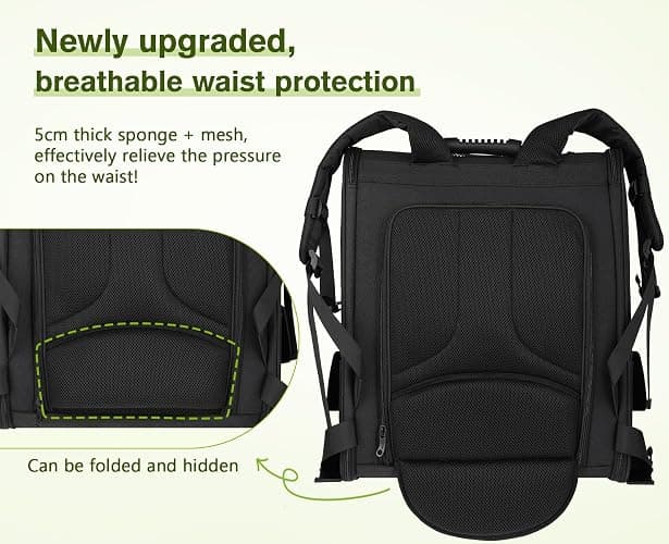 Pecute Pet Carrier Backpack, Large Cat Carrier Backpack, Expandable Cat Backpack with Breathable Mesh for Medium Large Cats, and Small Dogs, Dog Backpack Carrier for Travel Hiking Black thumbnail 4