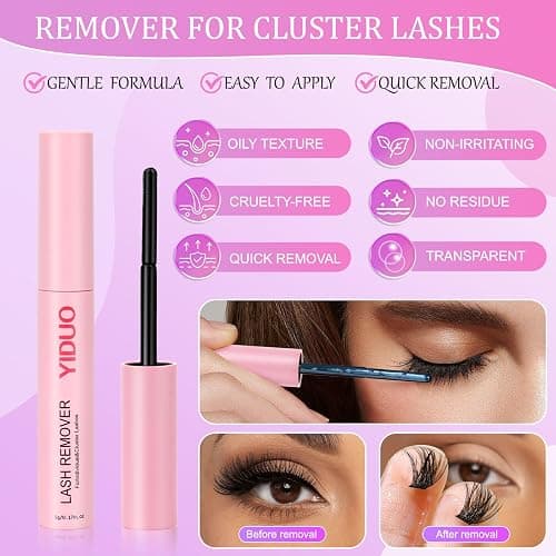 YIDUO 3 Styles Lashes Cluster Kit 720Pcs Eyelash Extensions Kit 40P+60P+80P 8-18mm D Curl Volume False Eyelashes DIY Individual Wispy Fake Eye Lashes Combo Packs with Bond&Seal |Tweezers | Removers thumbnail 8