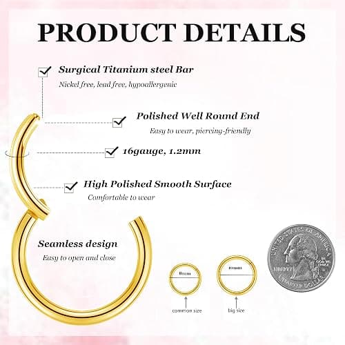 2 PCS Small Cartilage Double-Hoop Helix Conch Piercing Earrings With Cubic Zirconia For Women Trendy 14K Gold Plated Stainless Steel Sets Jewelry thumbnail 2