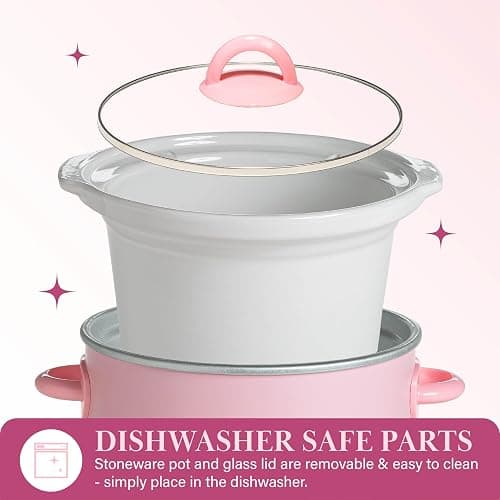 Paris Hilton 3.5-Quart Manual Slow Cooker, Features Three Settings (Low, High, Warm), Naturally Nonstick and Dishwasher Safe Stoneware Insert, Family Sized Capacity, Pink thumbnail 6