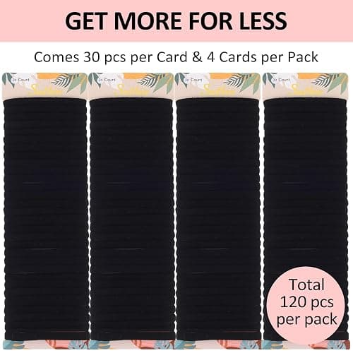 SUTHIA 120Pcs Large Black Nylon Hair Ties for Thick Curly Hair No Damage, Big Soft Cloth Hair Elastic Bands & Seamless Stretchy Fabric Ponytail Holders for Women Girls, Perfect for Updos & Braids thumbnail 7