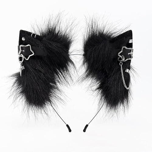 MANYU ZONES Handmade Cat Ears Headband Adjustable Animal Furry Ear Animal Headband Wolf Ear Hairband for Cosplay Christmas - Image 1