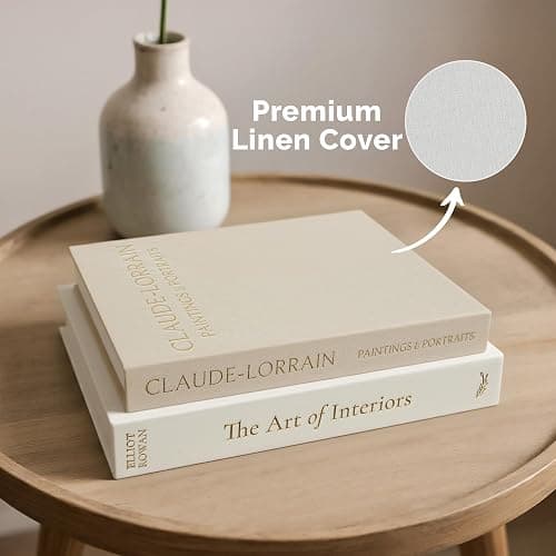 Vine Creations Decorative Books - Set of 2 Linen Hardcover Boxes with Storage - Aesthetic Fake Books for Decoration for Home, Shelf, Bookshelf Decor, Coffee Table Decor, as Storage or Keepsake Box thumbnail 4
