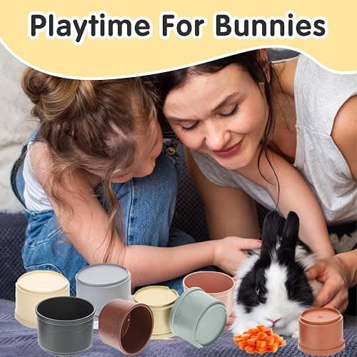 Iffitya 8 Pcs Stacking Cups for Rabbits, Colorful Bunny Toys for Rabbits and Small Animals, Nesting Rabbit Toys of Different Sizes, Bunny Stacking Cups for Hiding Food and Playing thumbnail 4