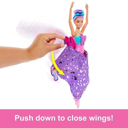 Barbie Dance and Flutter Doll with 2-in-1 Transformation from Dancer to Butterfly with Opening Wings, Purple Hair, Headpiece & Removable Tutu, HXJ10 thumbnail 4