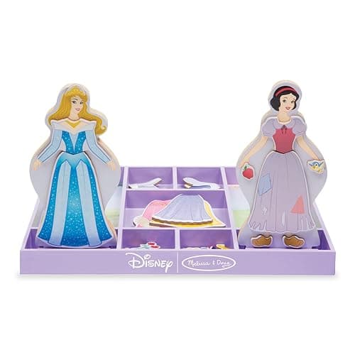 Melissa & Doug Disney Sleeping Beauty and Snow White Magnetic Dress-Up Wooden Doll Pretend Play Set (40+ pcs), Pretend Play & Preschool Toys for Kids Ages 3+ - Image 1