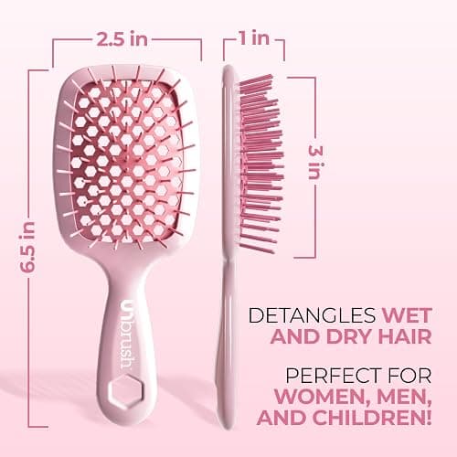 FHI Heat UNbrush Mini Detangler Brush for Pain-Free Brushing on All Wet or Dry Hair Types — Durable Duoflex Anti-Static Bristles, Lightweight Handle, Vented Mini Hair Brush thumbnail 6