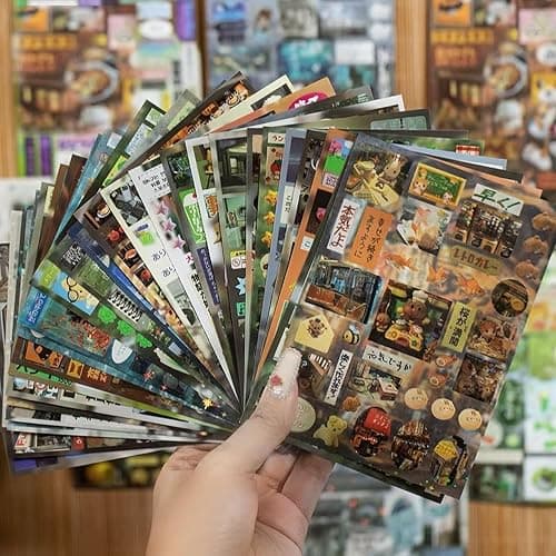 990PCS Japanese Stickers for Scrapbooking Supplies, 30 Sheets Retro Life Themed Kawaii Japanese Sticker Book for Journaling, Junk Journal Supplies, Planner, DIY Crafts (Frost) thumbnail 6