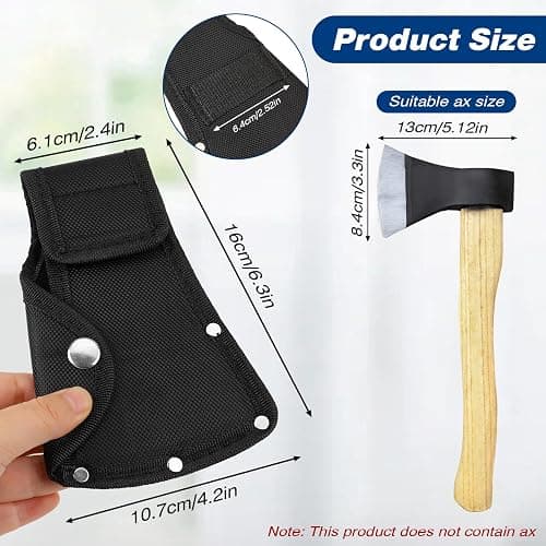 Hatchet Head Sheath Black Axe Sheath, Axe Head Cover for 1-1/4lb Axes, Double Snap Hatchets Blade Protector Hatchets Cover Hatchet Edge Protector for Outdoor Hiking Outdoors Work Axes Jacket thumbnail 2