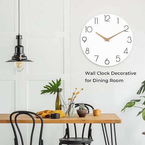 cicininc Wall Clock, White Silent Non-Ticking, Decorative Battery Operated Wall Clocks for Bedroom, Kitchen, Home, Office, School, Hotel (8 Inch) thumbnail 6