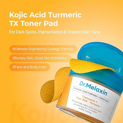 Dr.Melaxin TX Kojic Acid Turmeric Toner Pads with Tranexamic Acid, Brightening Toner Pad for Pigmentation & Dark Spot Care, Gentle Keratin Care for Radiant Skin, Korean Skincare, 70 Sheets thumbnail 2
