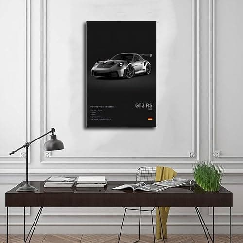 Morden Super Car 911 GT3 RS Poster for Men Cave Boys Room Canvas Racing Wall Art Perfect for Home Decor Office Dorm Decoration Birthday Party Gifts Frame-style 08x12inch(20x30cm) thumbnail 3
