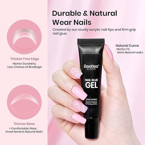 Beetles Gel Nail Kit Short Square with Nail Dehydrator and Primer, 576Pcs Half Matte Etch-X Gel Nail Tips Solid Nail Glue Mini Nail Lamp Acrylic Nail Tips Easy DIY Nail Extension Set Gift for Women thumbnail 4