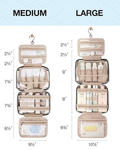 BAGSMART Toiletry Bag Hanging Travel Makeup Organizer with TSA Approved Transparent Cosmetic Bag Makeup Bag for Full Sized Toiletries, Medium-Black thumbnail 2