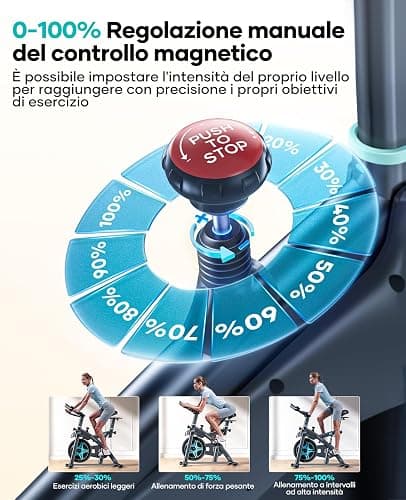 2025 Toputure Cyclette da Casa con App, Cyclette per Casa con Resistenza Magnetica 0-100%, Volano da 15kg, Sistema di Ammortizzazione, Schermo LCD, Supporto fino a 160kg thumbnail 8
