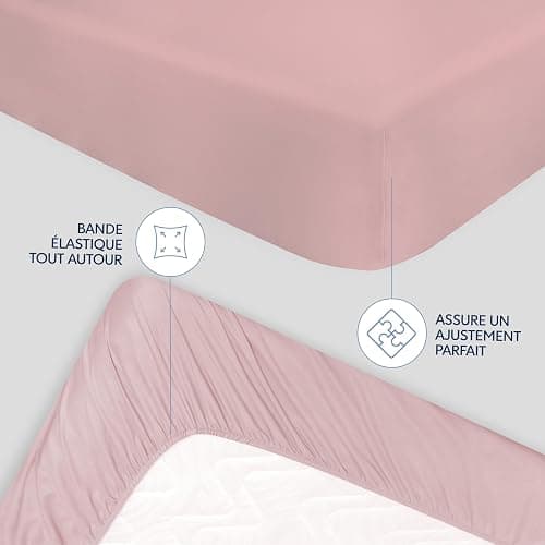 Dreamzie Drap Housse 140x190/200 cm pour Matelas Épais jusqu'à 33 cm - 100% Polyester Microfibre - Rose Certifié sans Produits Chimiques (Oeko TEX), Drap Housse avec Élastique Complet - 140 x 190/200 cm - Rose thumbnail 3