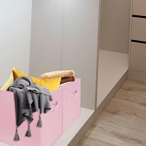 Zuihug 2 Pcs Storage Cubes, 10.5 Inch Collapsible Storage Bins, Fabric Foldable Bins for Organization, Durable Storage Bins for Closet, Shelves, Offices (Pink) thumbnail 7