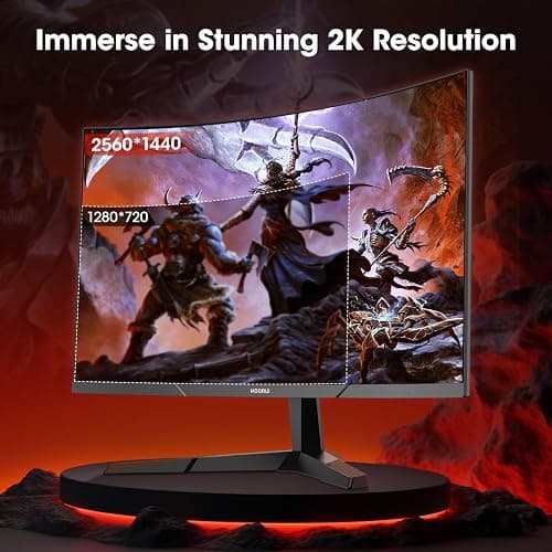 KOORUI 27 inch Gaming Monitor, QHD (2560 x 1440) R1500 180Hz Curved Monitors, AdaptiveSync with 1ms, VESA Compatible, HDR10, 1 x Display Port 1.4 & 2 x HDMI 2.0, Eye Care 27E6QCA thumbnail 4