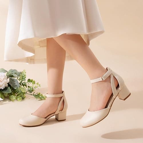 DREAM PAIRS Girls Dress Shoes Closed Toe High Heels Ankle Strap Toddler Little Big Kid Wedding Flower Party Pump thumbnail 2