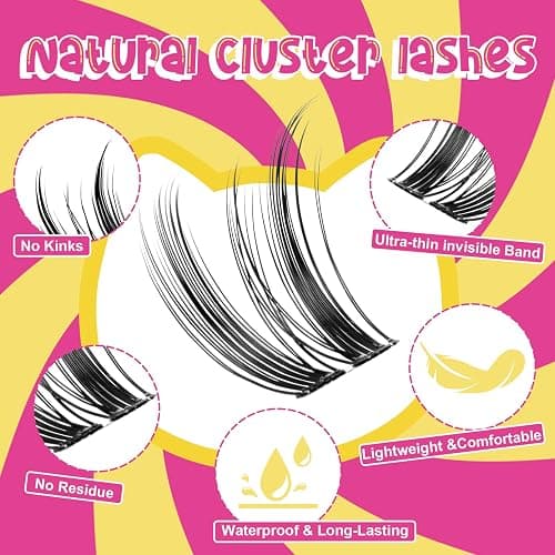 WiWiLINK Wispy Lash Clusters Manga DIY Lash Extension Kit and D Curl Eyelash Clusters 8-18mm with Bond, Seal, and Remover Natural Lashes Clusters- Invisible Band Lashes Spikes Eyelashes, Freya-kit thumbnail 4