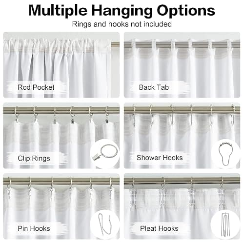 DUALIFE White Extra Long Blackout Curtains 52x108in, Rod Pocket Back Tab for Living Room, Thermal Insulated Soundproof, Privacy Assured, Ideal for High Ceiling Patio Sliding Door thumbnail 3