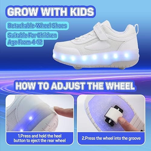 Yogeeft Kids Shoes with Wheels - 4 in 1 Light-Up Roller Shoes with USB Rechargeable LED Sneakers for School Christmas Party Gifts thumbnail 5