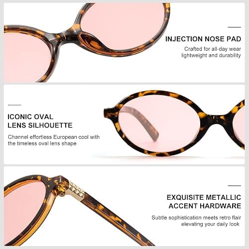 ViewJoy Retro Oval Sunglasses for Women Vintage 90s Y2K Trendy Designer Sun Glasses thumbnail 6