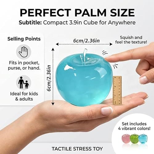 Apple/Coconut Oil Stress Ball, 2026 New Soft Fruit Squishy Coconut Squeeze Stress Shapeable Ball, Non-Sticky Slow Rising Squeeze Balls, Portable Desk Squishies for Relaxation and Focus (Blue) thumbnail 2