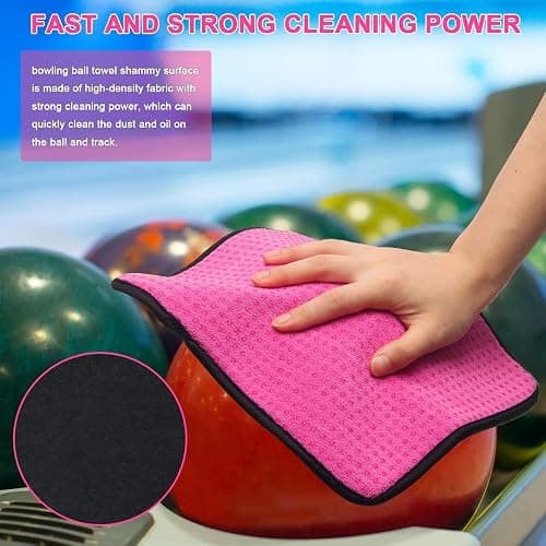 Anglekai 3 Pack Bowling Ball Towels, 10" x 8" Microfiber Bowling Shammy Accessories with Easy-Grip Dots Non-Slip (Blue+Purple+Pink) thumbnail 5