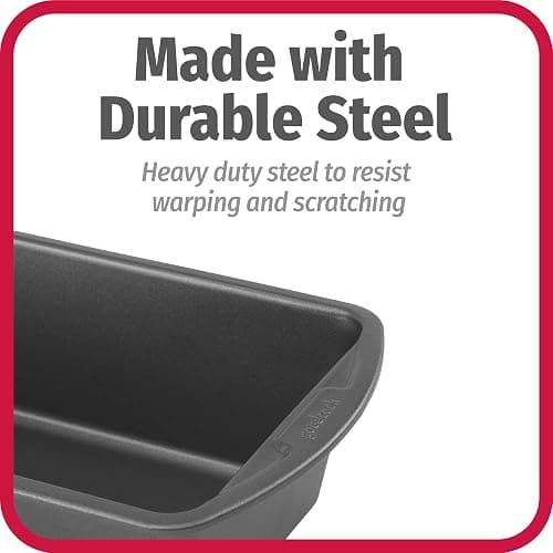 GoodCook Nonstick Loaf Pan Extra-Large Heavy-Duty Steel Bakeware with Easy-Clean Non-Stick Coating, Oven & Dishwasher Safe Pan for Meatloaf Breads Cakes Lasagnas Casseroles & More, 13 x 5-Inch, Gray thumbnail 6