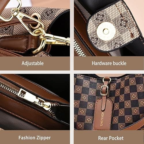 CORIOS Retro Shoulder Crossbody Bag for Women PU Leather Handbag Vintage Print Bucket Bag Small Messenger Satchel Bag thumbnail 5